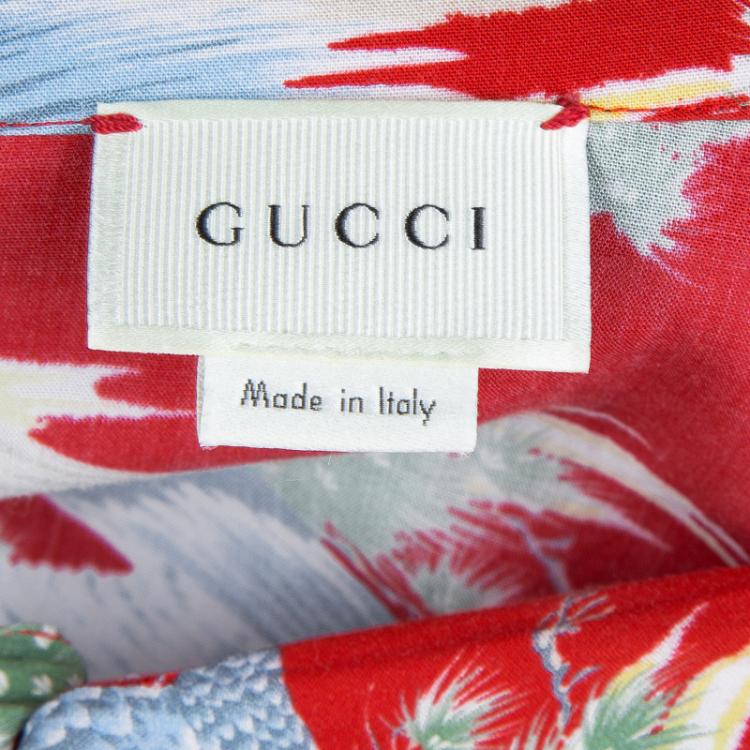 Pre Owned Gucci Multicolor Eagle Print Short Sleeve Buttondown Shirt 8 Yrs