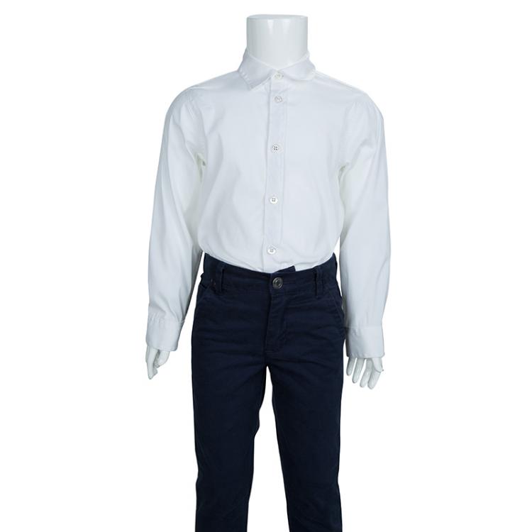 Pre Owned Gucci White Web Stripe Detail Long Sleeve Buttondown Shirt 5 Yrs