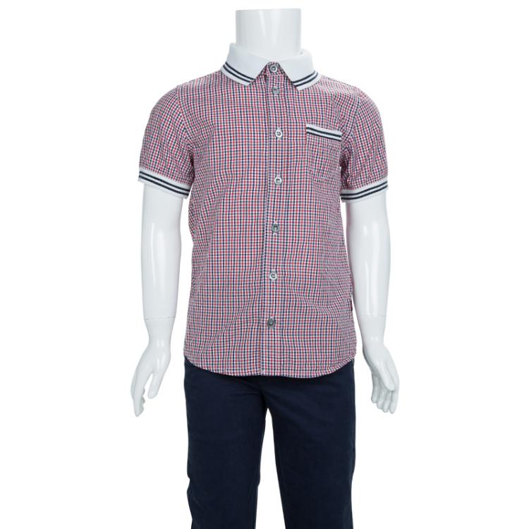 Pre Owned Gucci Multicolor Checked Cotton Buttondown Short Sleeve Shirt 6 Yrs