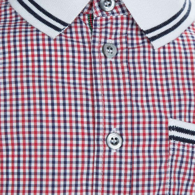 Pre Owned Gucci Multicolor Checked Cotton Buttondown Short Sleeve Shirt 6 Yrs