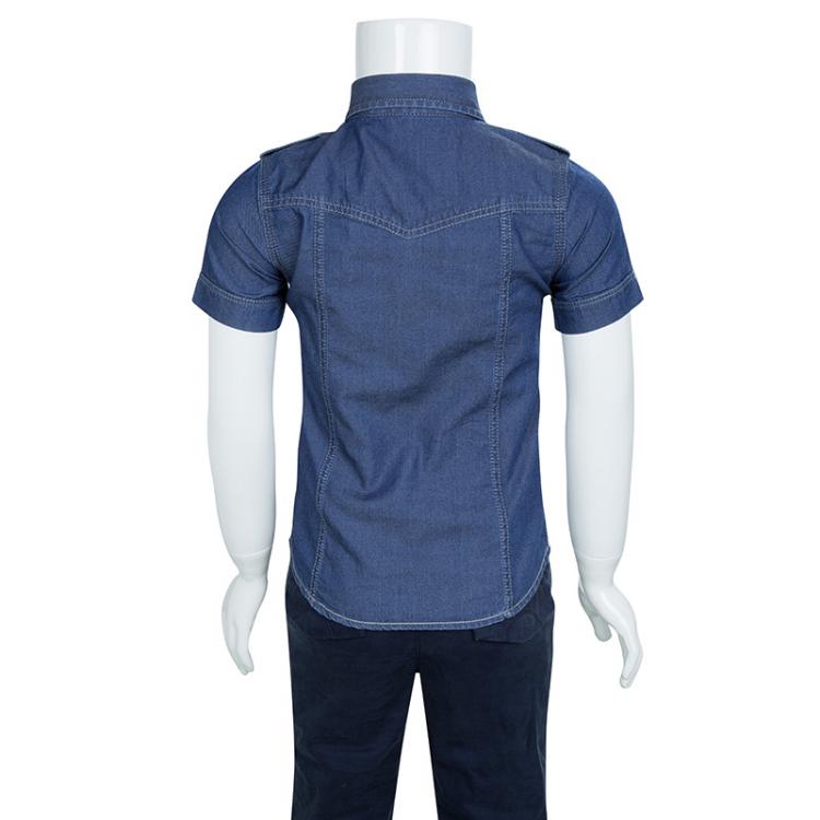 Pre Owned Gucci Indigo Chambray Short Sleeve Buttondown Shirt 4 Yrs