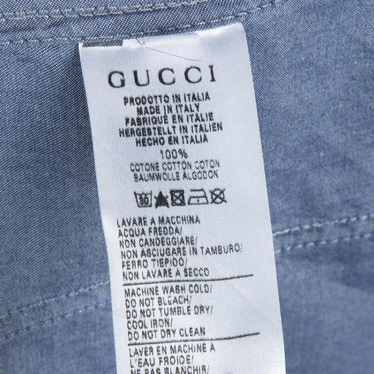 Pre Owned Gucci Indigo Chambray Short Sleeve Buttondown Shirt 4 Yrs