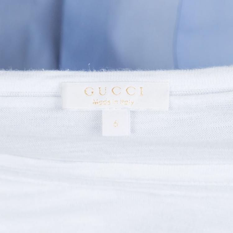Pre Owned Gucci White Slub Jersey Logo Print T-Shirt 6 Yrs