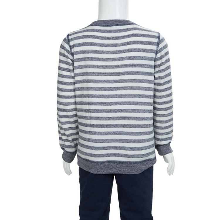 Pre Owned Gucci White Striped Cotton Terry Long Sleeve T-Shirt 6 Yrs