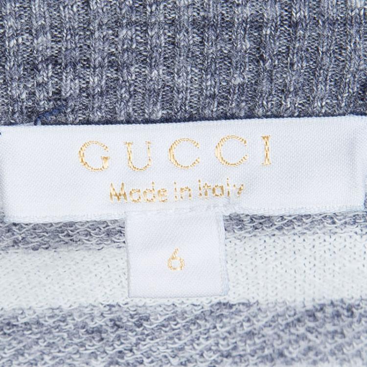 Pre Owned Gucci White Striped Cotton Terry Long Sleeve T-Shirt 6 Yrs