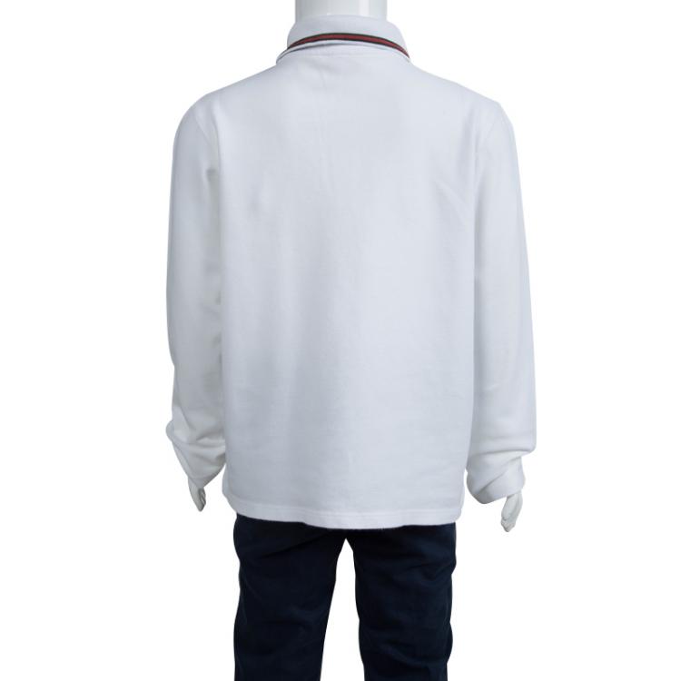 Pre Owned Gucci White Long Sleeve Polo T-Shirt 8 Yrs
