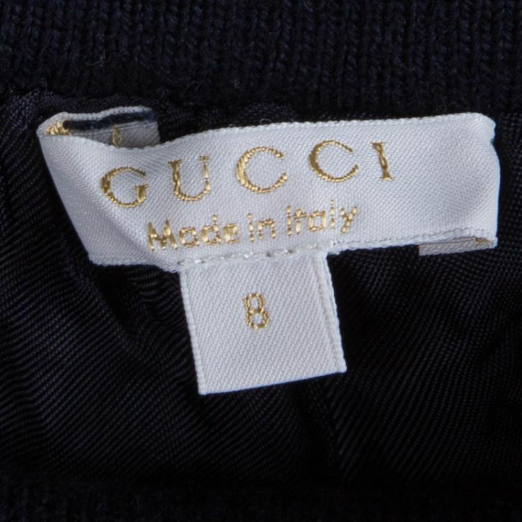 Pre Owned Gucci Navy Blue Elasticized Waist Wool Pants 8 Yrs