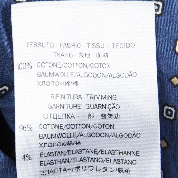 Pre Owned Gucci Blue Diamond Printed Contrast Collar Long Sleeve Shirt 6 Yrs