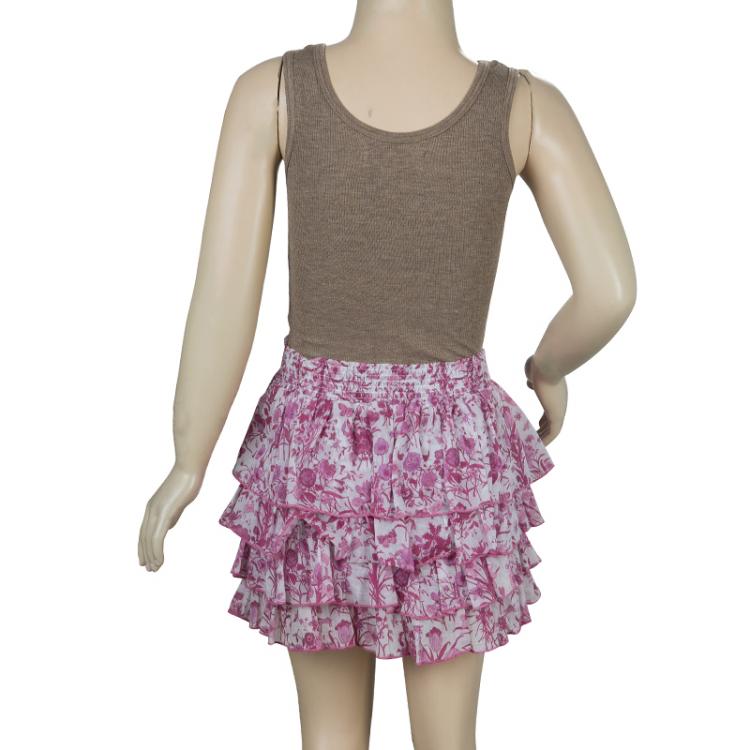 Pre Owned Gucci Pink Floral Print Tiered Skirt 6 Yrs