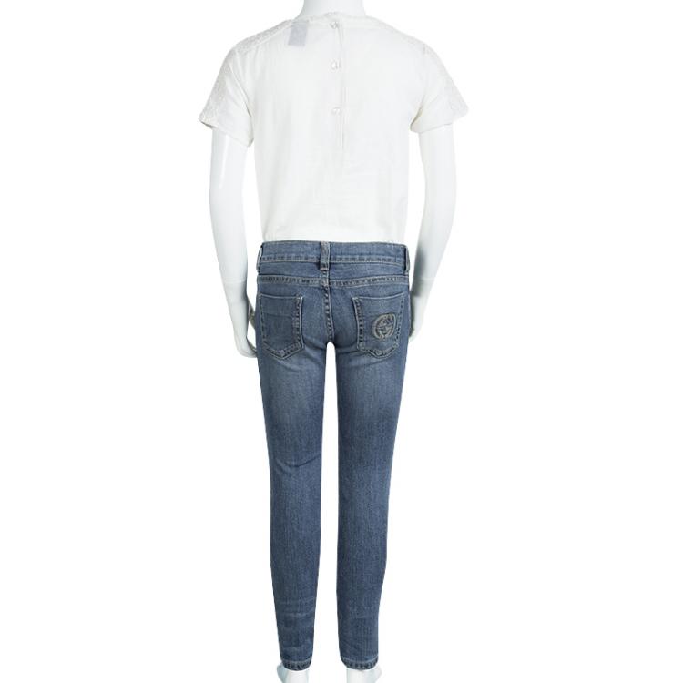 Pre Owned Gucci Indigo Washed Denim Skinny Jeans 6 Yrs