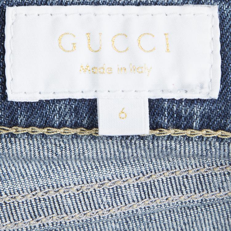 Pre Owned Gucci Indigo Washed Denim Skinny Jeans 6 Yrs