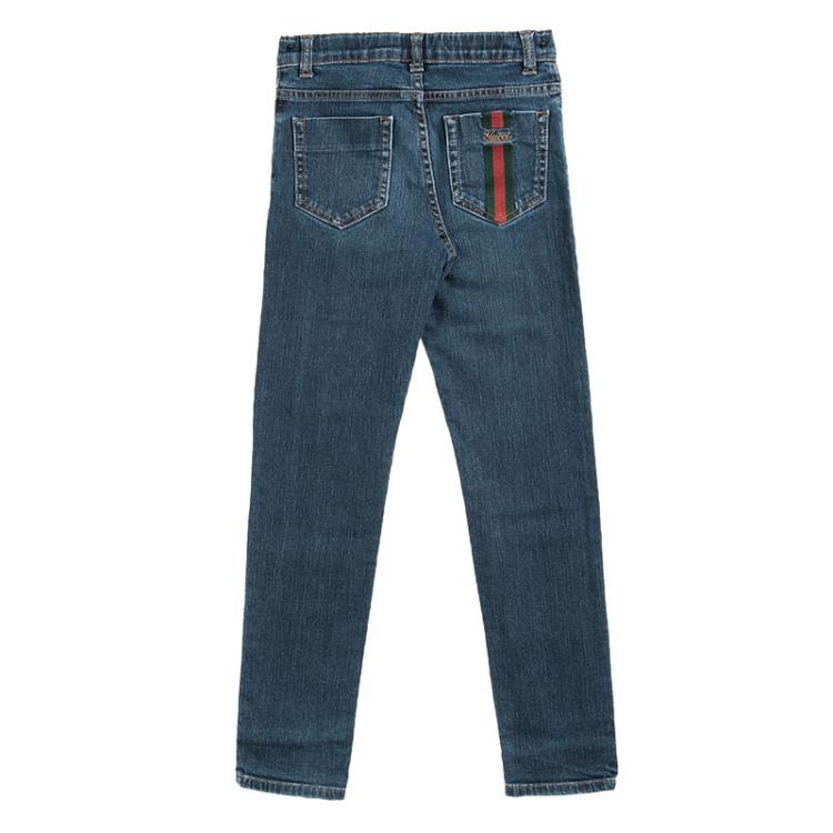 Pre Owned Gucci Indigo Dark Wash Denim Faded Effect High Waist Jeans 8 Yrs