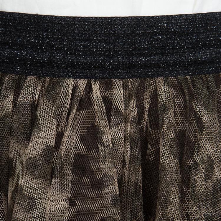 Pre Owned Jean Paul Gaultier Junior Animal Printed Mesh Layered Circular Skirt 6 Yrs