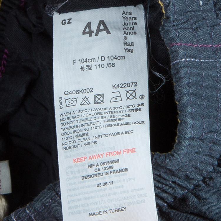 Pre Owned Kenzo Kids Charcoal Grey Cargo Pants 4 Yrs