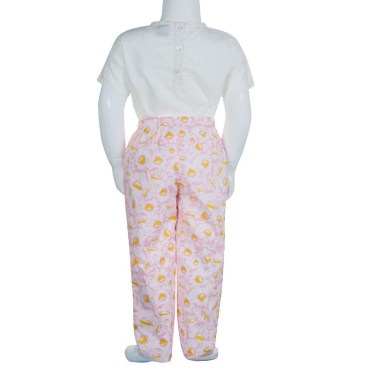 Pre Owned Kenzo Kids Pink Floral Print Cotton Pants 3 Yrs