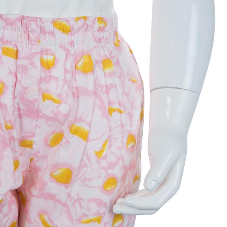 Pre Owned Kenzo Kids Pink Floral Print Cotton Pants 3 Yrs