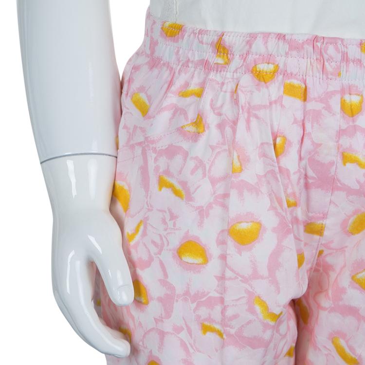 Pre Owned Kenzo Kids Pink Floral Print Cotton Pants 3 Yrs