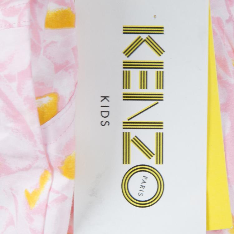 Pre Owned Kenzo Kids Pink Floral Print Cotton Pants 3 Yrs