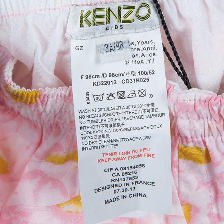 Pre Owned Kenzo Kids Pink Floral Print Cotton Pants 3 Yrs
