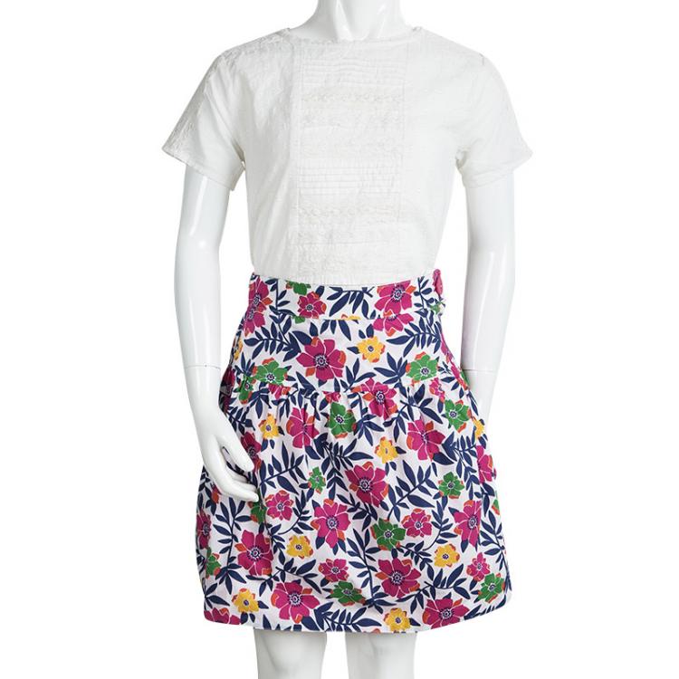 مملوكة مسبقًا Kenzo Kids Multicolor Floral Printed Cotton Skirt 12 Yrs