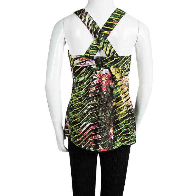 Pre Owned Kenzo Kids Multicolor Jungle Printed Cotton Sleeveless Top 10 Yrs