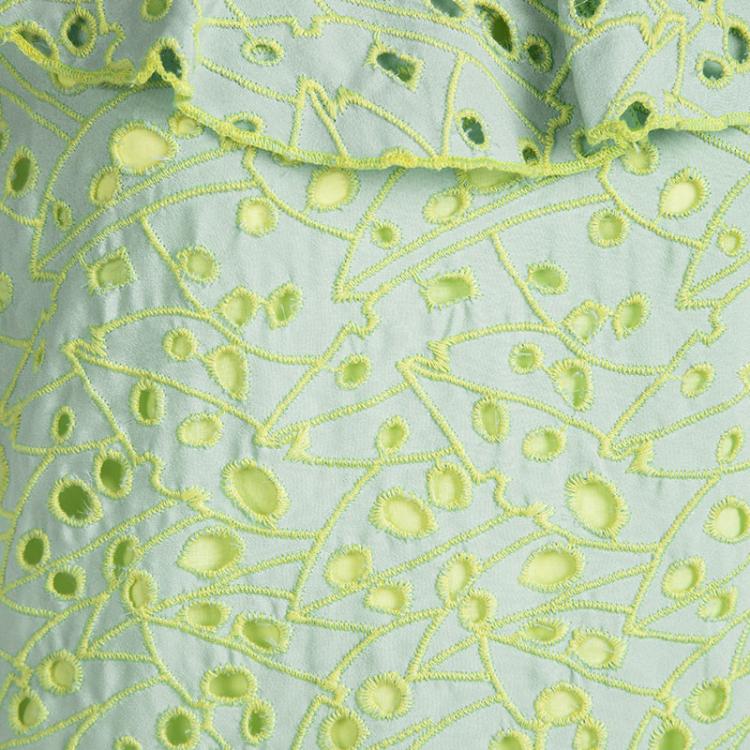 Pre Owned Kenzo Kids Jade Green Eyelet Embroidered Ceremony Dress 14 Yrs
