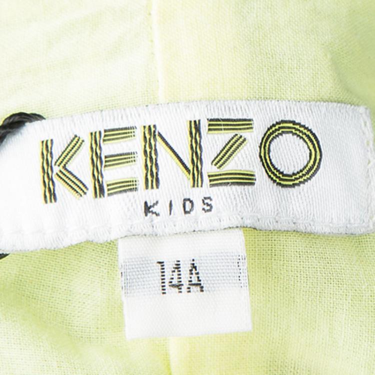 Pre Owned Kenzo Kids Jade Green Eyelet Embroidered Ceremony Dress 14 Yrs