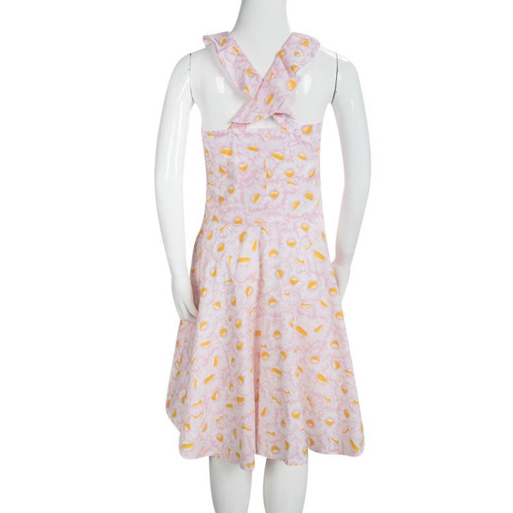 Pre Owned Kenzo Kids Pink Floral Printed Sleeveless Romantic Dress 12 Yrs