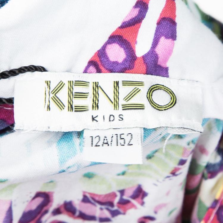 مملوكة مسبقًا Kenzo Kids Multicolor Printed Sleeveless Electric Jungle Dress 12 Yrs