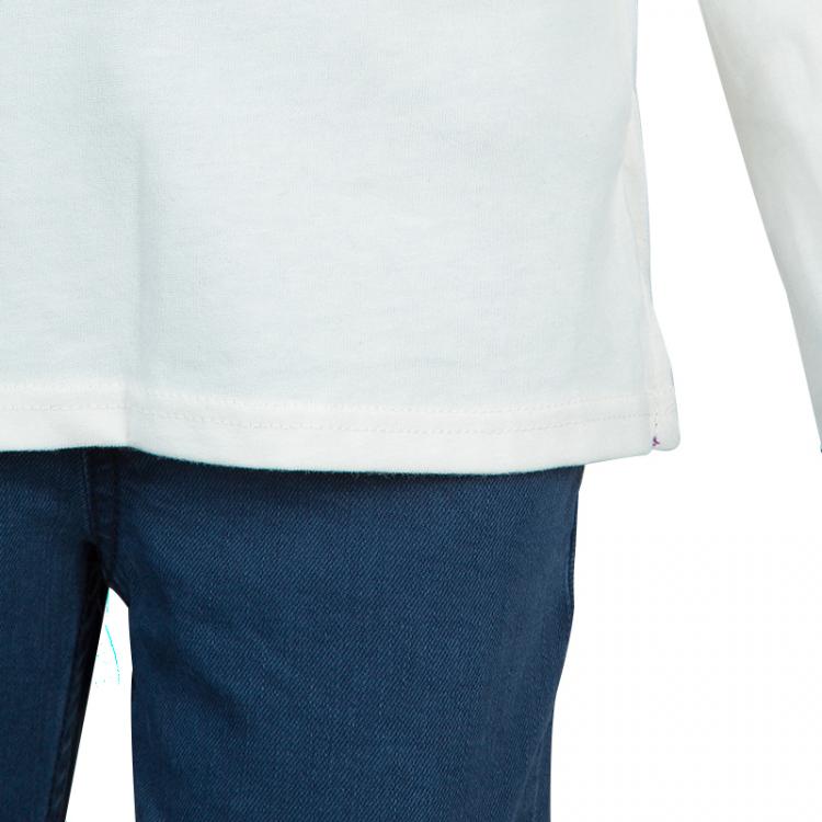 Pre Owned Kenzo Kids Off-White Embroidered Print Detail Long Sleeve Crew Neck T Shirt 8 Yrs