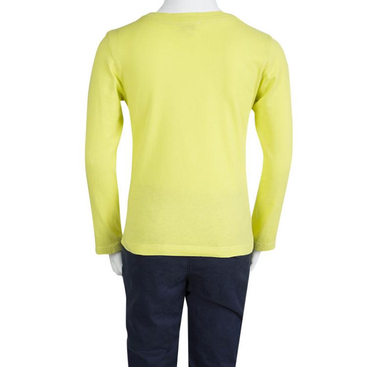 Pre Owned Kenzo Kids Yellow Printed Long Sleeve Crew Neck T-Shirt 6YRS