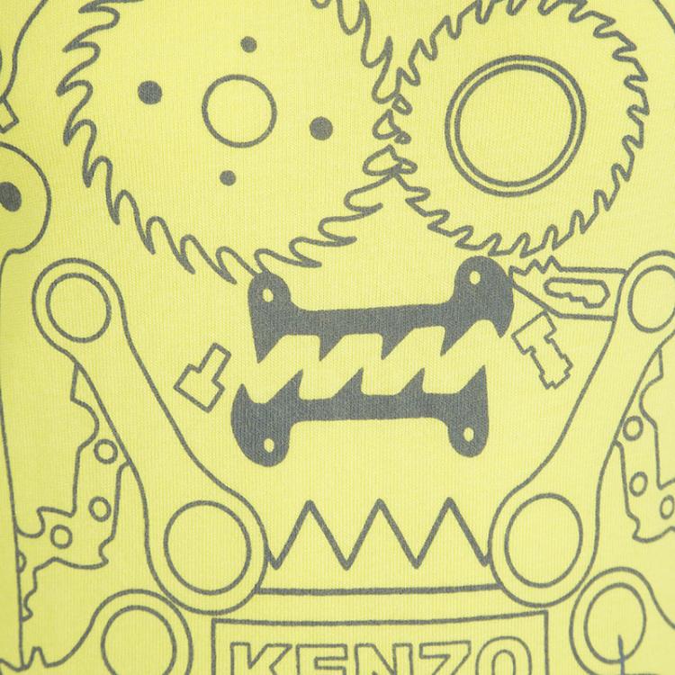 Pre Owned Kenzo Kids Yellow Printed Long Sleeve Crew Neck T-Shirt 6YRS