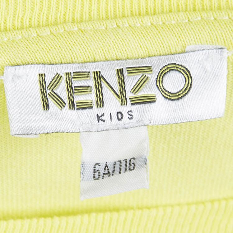 Pre Owned Kenzo Kids Yellow Printed Long Sleeve Crew Neck T-Shirt 6YRS