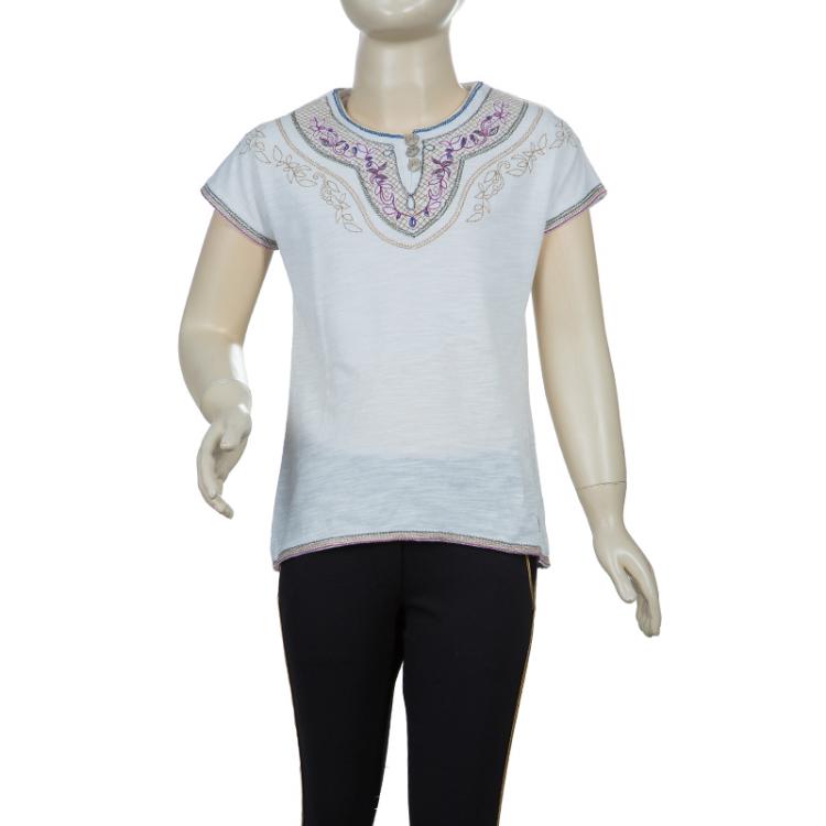 Pre Owned Kenzo Kids White Embroidered Short Sleeve T Shirt 6 Yrs