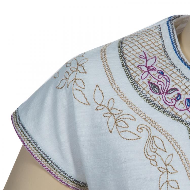 Pre Owned Kenzo Kids White Embroidered Short Sleeve T Shirt 6 Yrs