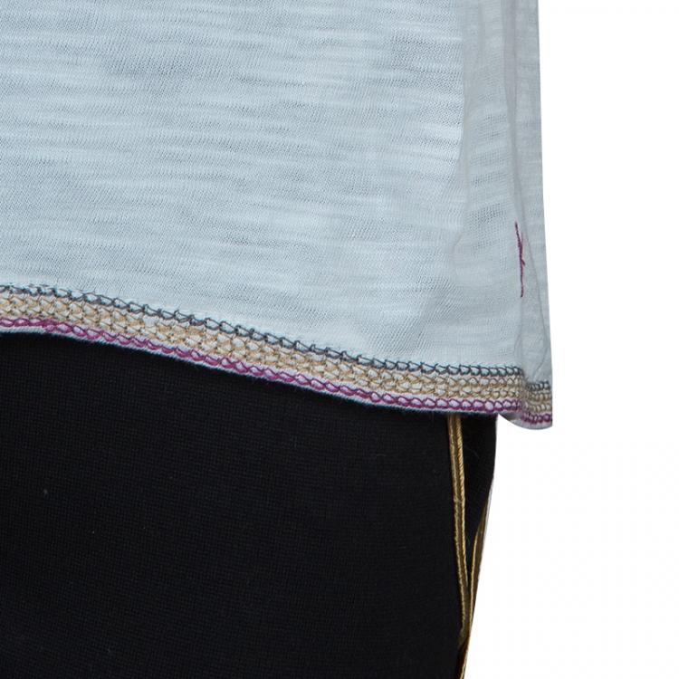 Pre Owned Kenzo Kids White Embroidered Short Sleeve T Shirt 6 Yrs