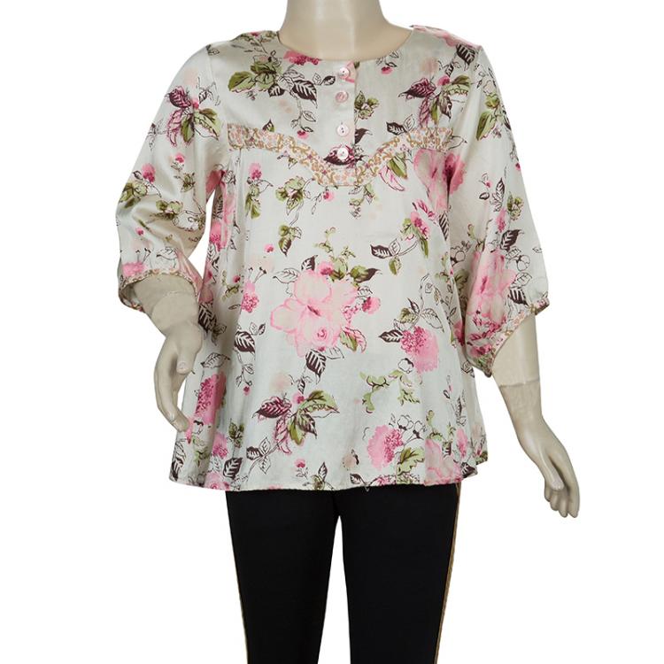 Pre Owned Kenzo Kids Multicolor Floral Print Cotton Top 8 Yrs