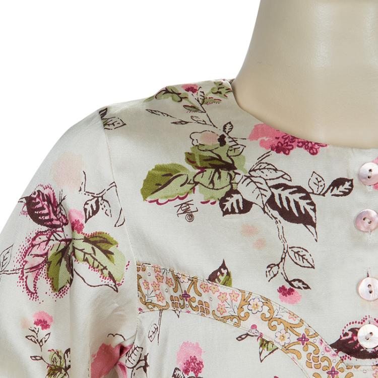 Pre Owned Kenzo Kids Multicolor Floral Print Cotton Top 8 Yrs