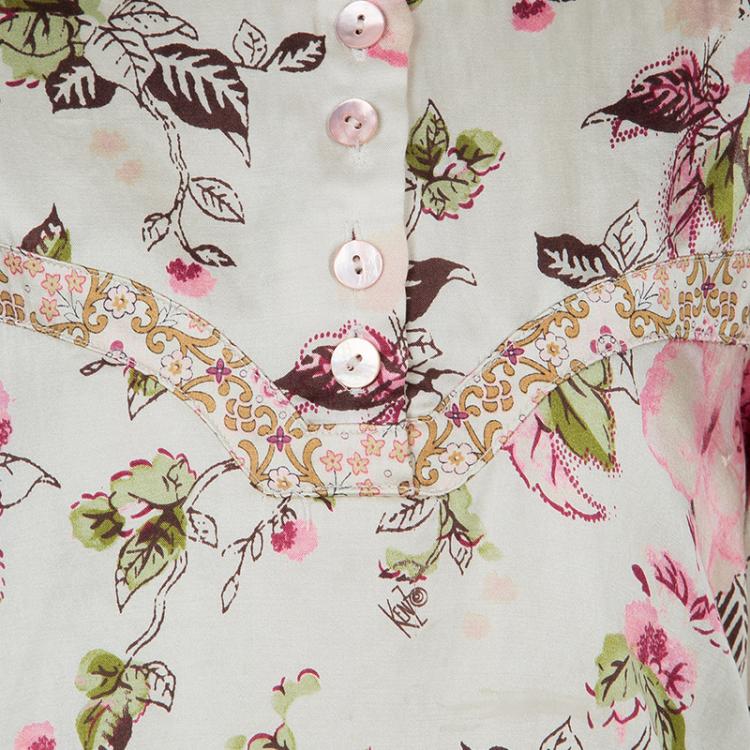 Pre Owned Kenzo Kids Multicolor Floral Print Cotton Top 8 Yrs