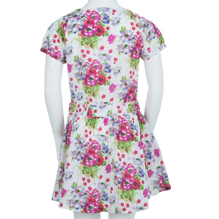 Pre Owned Kenzo Kid's Floral Print Short Sleeve Buttondown Dress 8 Yrs