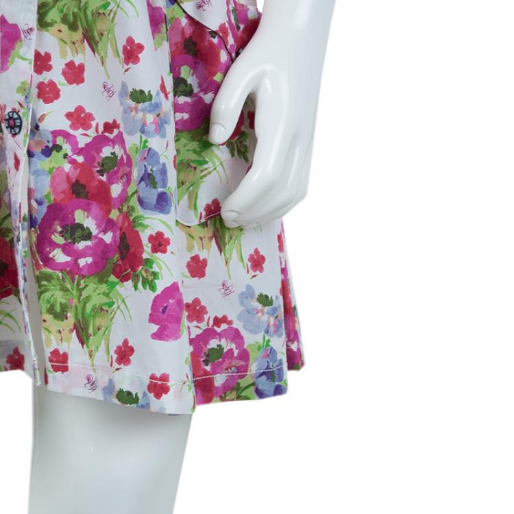 Pre Owned Kenzo Kid's Floral Print Short Sleeve Buttondown Dress 8 Yrs