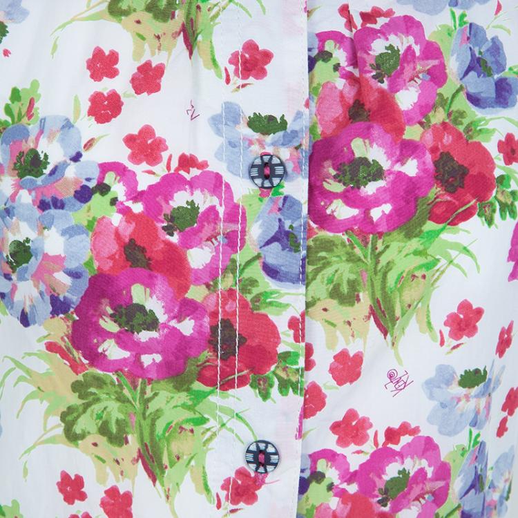 Pre Owned Kenzo Kid's Floral Print Short Sleeve Buttondown Dress 8 Yrs