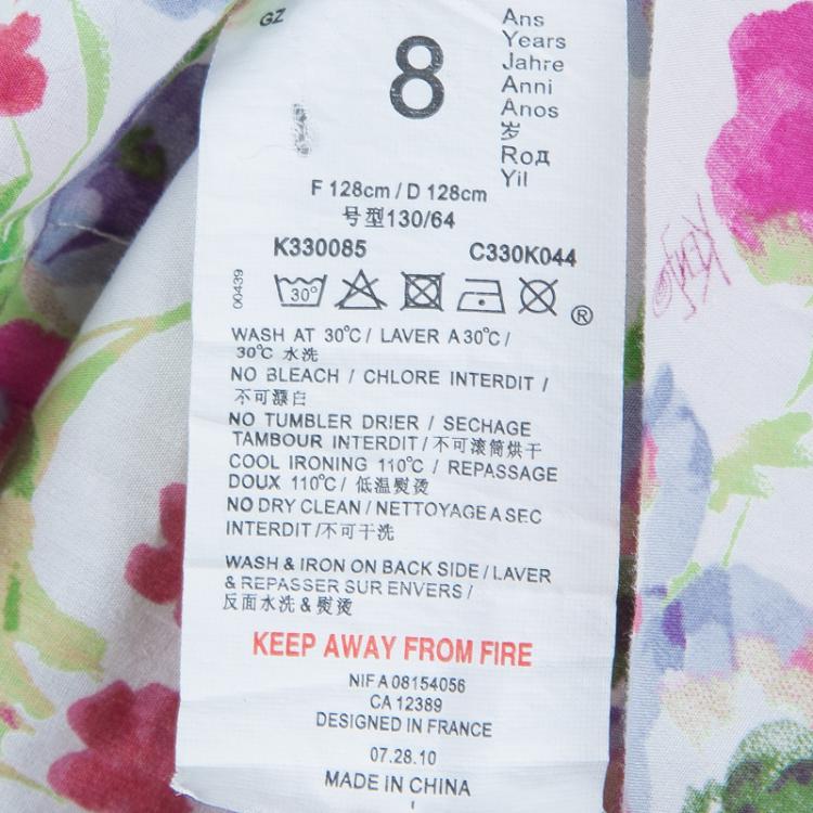 Pre Owned Kenzo Kid's Floral Print Short Sleeve Buttondown Dress 8 Yrs