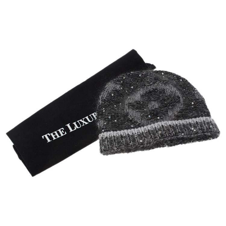 Pre Owned Louis Vuitton Grey Monogram Glitter Beanie