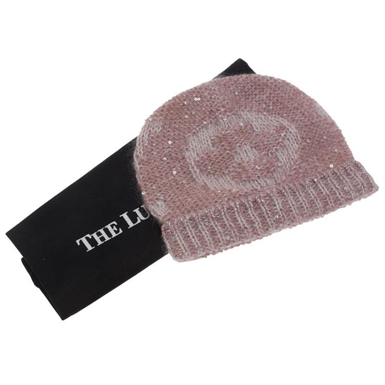 Pre Owned Louis Vuitton Pink Monogram Glitter Beanie