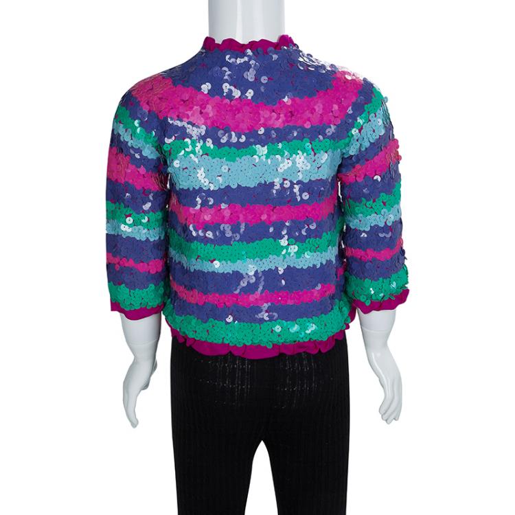 Pre Owned Little Marc Jacobs Multicolor Sequin Embellished Striped Jacket 6 Yrs