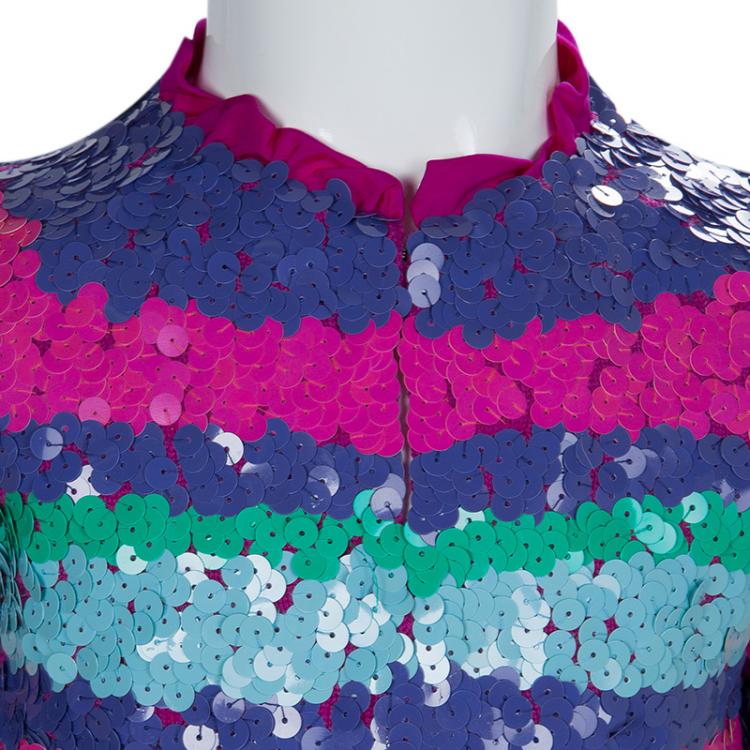 Pre Owned Little Marc Jacobs Multicolor Sequin Embellished Striped Jacket 6 Yrs