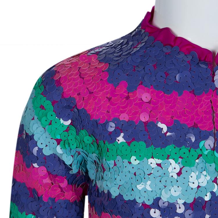 Pre Owned Little Marc Jacobs Multicolor Sequin Embellished Striped Jacket 6 Yrs