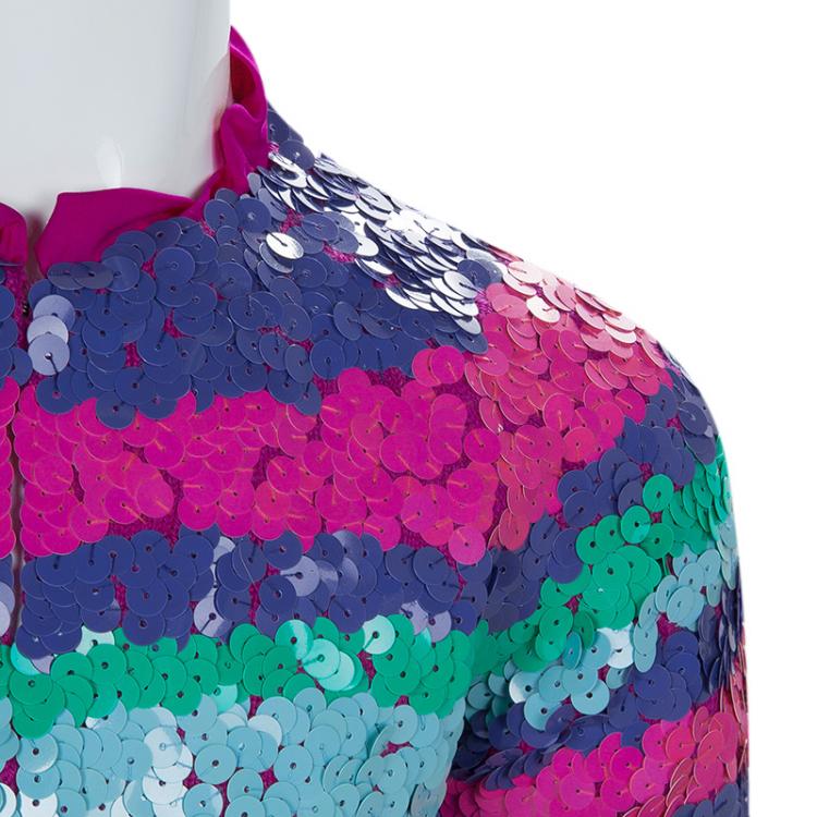 Pre Owned Little Marc Jacobs Multicolor Sequin Embellished Striped Jacket 6 Yrs