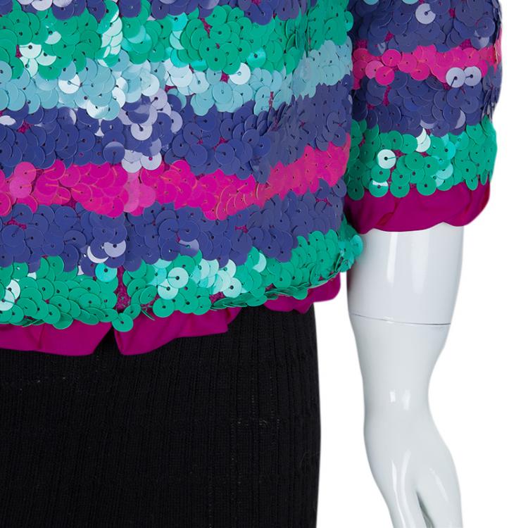 Pre Owned Little Marc Jacobs Multicolor Sequin Embellished Striped Jacket 6 Yrs